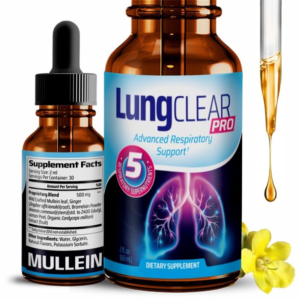 Lung Clear Pro Lung Support Supplement Drops with Wild Mullein