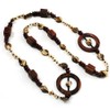 Avalaya Wood/Shell & Glass Bead Long Necklace - 108cm Length