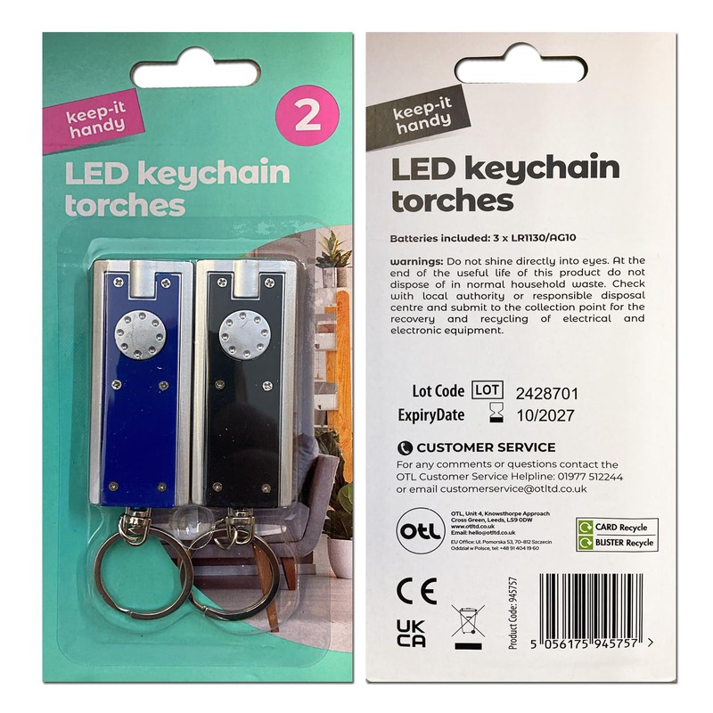 Smart Cutie Bundle: 2pk LED Keyring Flashlight - Pocket Torch,
