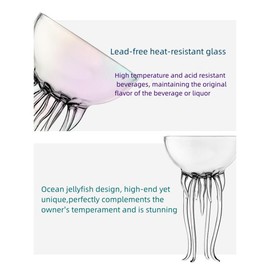 Magic Ocean Jellyfish Glass Cup Colorful Cocktail or Martini Cup Unique Bar or Kitchen Tableware (Two colorful 250ML glass cup)