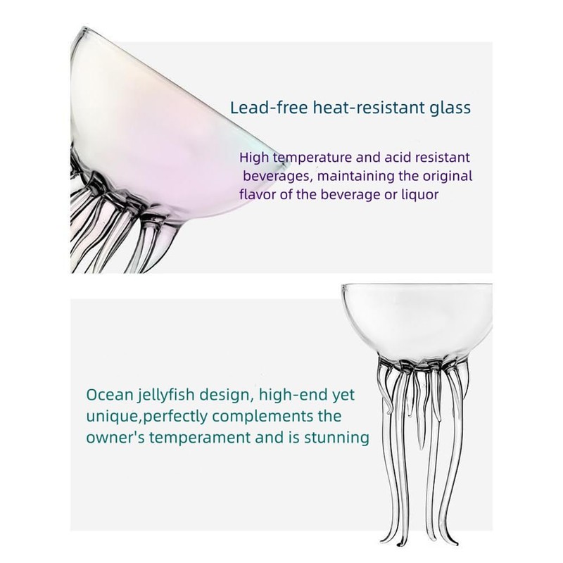 Magic Ocean Jellyfish Glass Cup Colorful Cocktail or Martini Cup