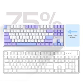 MageGee 75% Mechanical Gaming Keyboard, Red Switch, LED Blue Backlit, 87 Keys Compact TKL Wired Computer Keyboard for Windows Laptop PC Gamer - White/Purple