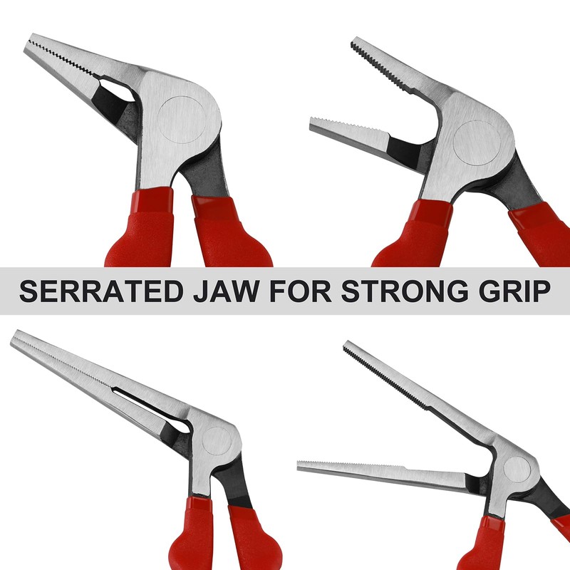Mayouko 6"&8" Kiwi Bent Head Needle-Nose Pliers, Angled Head Long