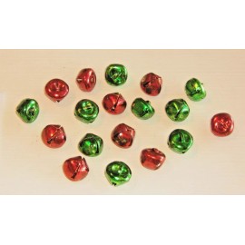 Unbranded Christmas Bells Miniature Ornaments 4 Sided Metal Shiny Red and Green 3/4"