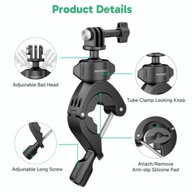 AKASO Bike Pole Mount Motorcycle Handlebar Clamp Mount for GoPro 13 12 11 10 9, EK7000/EK7000 Pro, Brave 4/4 Pro, Brave 7/7 LE, V50 X, V50 Elite Action Cameras