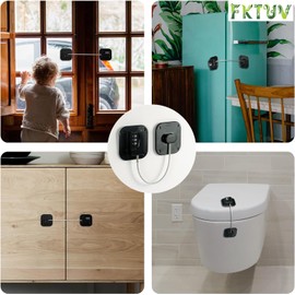 Child Safety Cabinet Locks,Cabinet Locks with Combination Closet Lock,Cabinet Lock,Child Proof Refrigerator Lock(Black 2Pcs)