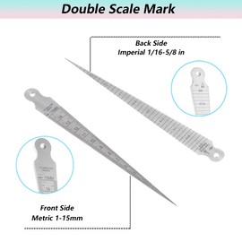 HaoTrade Tapered Feeler Gauge, Inch & Metric Taper Gage, Taper Welding Gauge, 1-15 mm Double-sided Scale Gap Hole Measure Ruler Taper Gauge for Measuring Weldment Gap Bore Hole