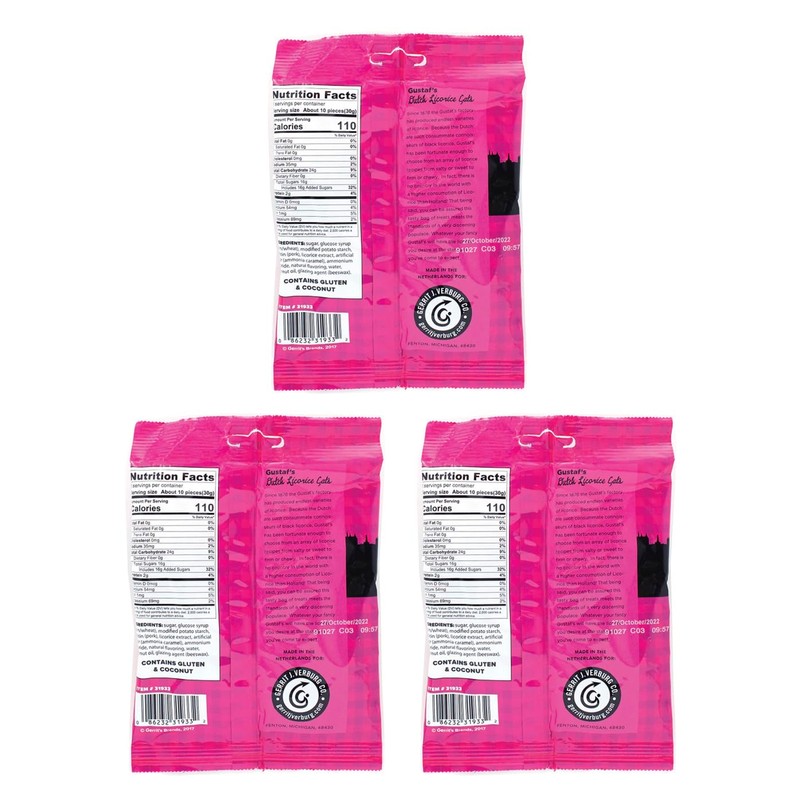 Licorice Cats Pack of 3 (5.29 oz Bag) Unique Cat-Shaped