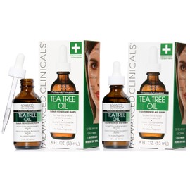 Advanced Clinicals Tea Tree Oil For Skin Facial Serum | Tea Tree Serum For Face With Vitamin E + Botanicals To Help Improve Appearance Of Large Pores & Skintone For Smoother Looking Skin, 2-Pack