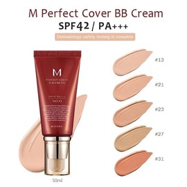 MISSHA - Perfect Cover BB Cream 20 ml | Shade #13 Bright Beige | Flawless Coverage | SPF 42 PA+++ | Sun Protection, Multicolor, 10 g