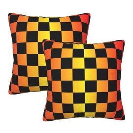 Jbofyee Black and Colorful Gradient Checkered Throw Pillow Cover 22x22 Inch Decorative Pillow Cases Soft Throw Pillows for Living Room Bedroom Sofa Couch Cushion Cover Set of 2