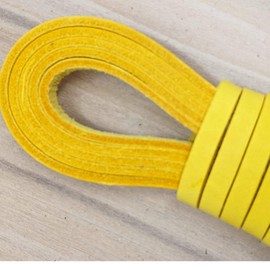 TOFL Leather Straps | 2 Pieces | 72 Inches Long | 1/4 Inch Wide | 1/8 Inch Thick | Baseball and Softball Mitt and Glove Lace, Jewelry, Hanging Pictures, Shelves, Decorating Furniture | Yellow