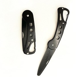 Stainless Steel Folding Beard Comb Folding Beard Comb Black Graphite Handmade Folding Pocket Comb Multifunctional Pocket Beard and Moustache Comb for Men Beard Mustache Styling