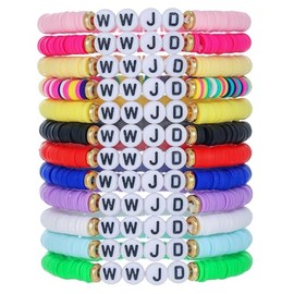AYWFCBF Friendship Bracelets for Women, Inspirational Preppy Bracelets Stackable, Best Friend Bracelet Set, Stretch Colorful WWJD Heishi Clay Beaded Bracelets for Women