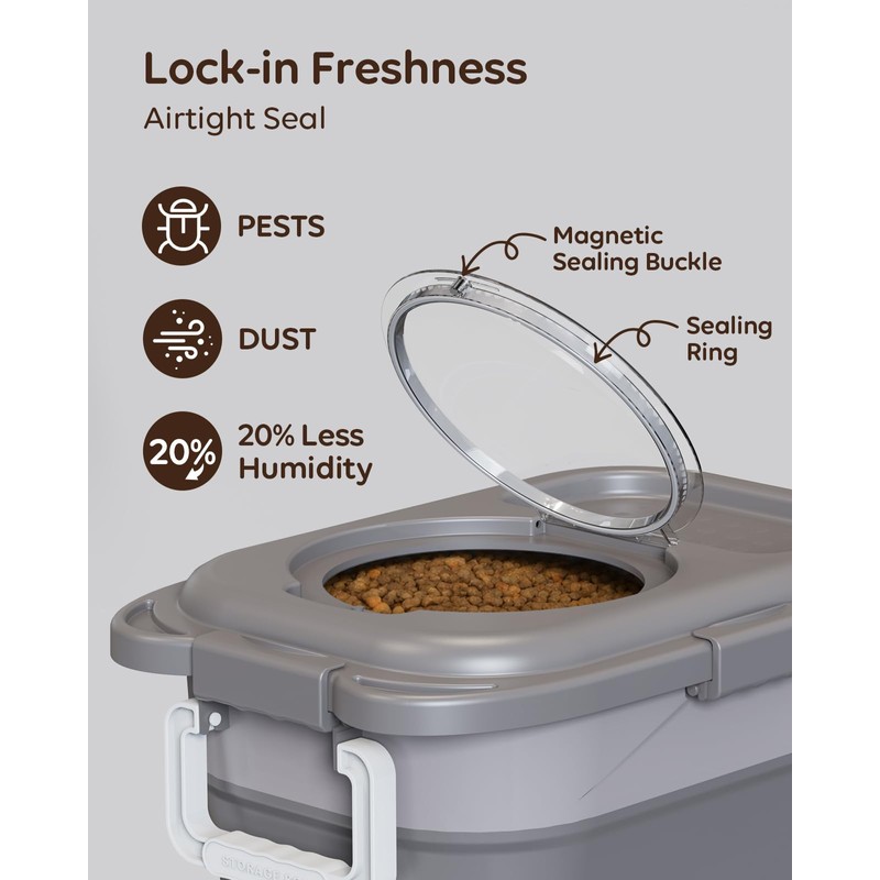 Collapsible Dog Food Container for 10-25 lbs, Airtight Storage Bin