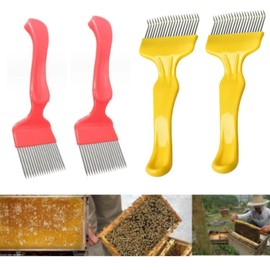 4 Pack Bee Keeping Uncapping Fork Stainless Honey Extractor Equipment Hive Tool, Beekeeping Tine Uncapping Fork Hive for Beekeeping Accessories （21 Needles）