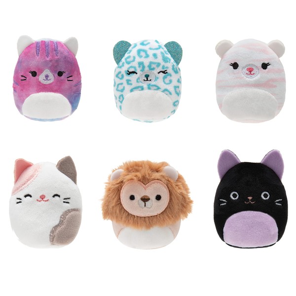 Squishville by Original Squishmallows Purr-FECT Squad Plush - Six 2-Inch Squishmallows Including Eloise, Karina, Ramon, Pooja, and Toni - Toys for Kids