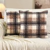JOJOGOGO Fall and Winter Brown Buffalo Plaid Sherpa Pillow Covers