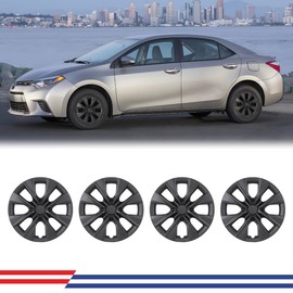 CPW 15 Inch Hubcaps Fit for 2009-2019 Toyota Corolla, Wheel Rim Cover Replacement Fit for Toyota 2009-2019 Toyota Corolla 15'' Steel Wheels, PP Material Hub Caps Set of 4 (15-Inch, Matte Black)