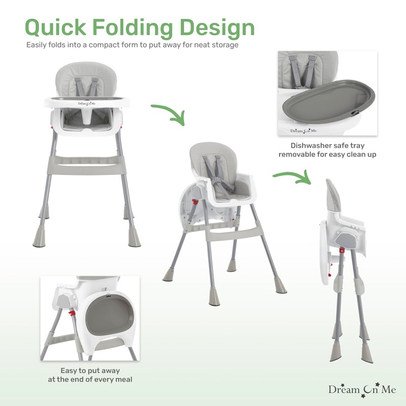 Dream On Me Portable 2-in-1 Tabletalk High Chair, Convertible Compact