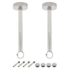 2 Pack Ceiling Mount Bracket, Stainless Steel Wardrobe Pipe Bracket Rod Holder Ceiling Holder, ULIFESTAR Shower Curtain Closet Wardrobe Rod Lever Support Holder Pipe Flange Socket (D*H)26*300mm/1*12''