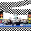 4 Pack Race Car Foil Fringe Garland Black White Checkered