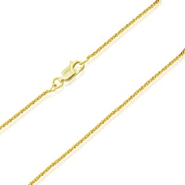 SEA OF ICE Yellow Gold Sterling Silver Sparkle Rock Chain Anklet for Women, 2mm Anklet size 9" women anklet jewelry