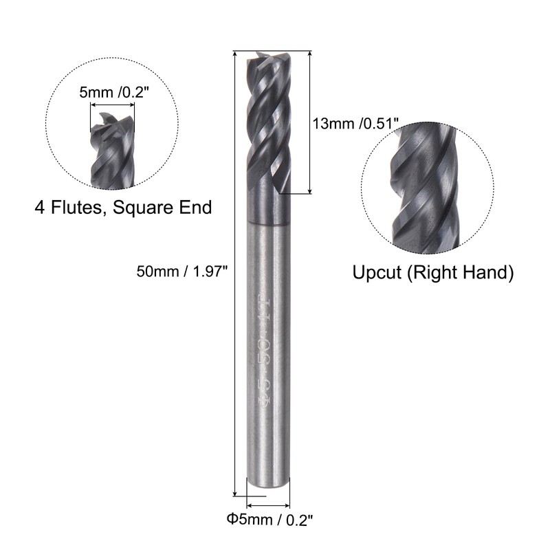 sourcing map 2pcs 5mm Dia 5mm Shank Square Nose End