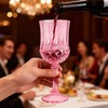 JUSONEY 7oz Vintage Plastic Wine Glasses,Crystal Textured Plastic Goblets,Disposable Wine