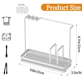 Beciway Stainless Steel Sink Caddy with High Brush Holder, Rustproof Sponge Holder & Soap Dispenser for Kitchen Countertop – Kitchen Organizers & Storage
