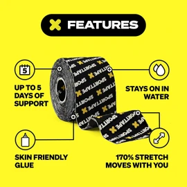 3 Rolls - SPORTTAPE Kinesiology Tape - 5cm x 5m - Brand | Physio & Sports Injury Muscle Tape for Knee Pain, Shoulder, Ankle & Shin Splints Support | Waterproof & Hypoallergenic Kinetic Sports Tape
