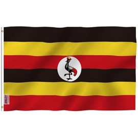 Anley Fly Breeze 3x5 Feet Uganda Flag - Vivid Color and Fade Proof - Canvas Header and Double Stitched - Republic of Uganda Flags Polyester with Brass Grommets 3 X 5 Ft