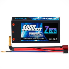 Zeee 2S Shorty Lipo Battery 5000mAh 7.4V 100C Hard Case with 4mm Bullet to Deans Connector for RC 1/10 Scale Vehicles Car Trucks Boats RC Models