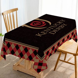 Hafangry Kentucky Derby Tablecloth Run for The Roses Horse Racing Party Decoration Buffalo Plaid Check Kitchen Dining Room Table Cover-60×84inch