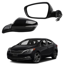 Dasbecan Left Driver Side Mirror Compatible With 2014 2015 2016 Kia Forte Rear view Mirror Black With Manual Folding,Heated,Power Glass,Signal Light Replace# KI1320182 87610-A7210 87610A7210(6 Pins)