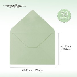 JAGERGREEN 50 Pack 4x6 Envelopes Letter Size, Green A4 Envelopes Self Seal for Wedding Invitation, Envelope 4.3x6.3 for Greeting Cards, Photos, Baby Shower, Graduation, Thank You Cards, Announcements