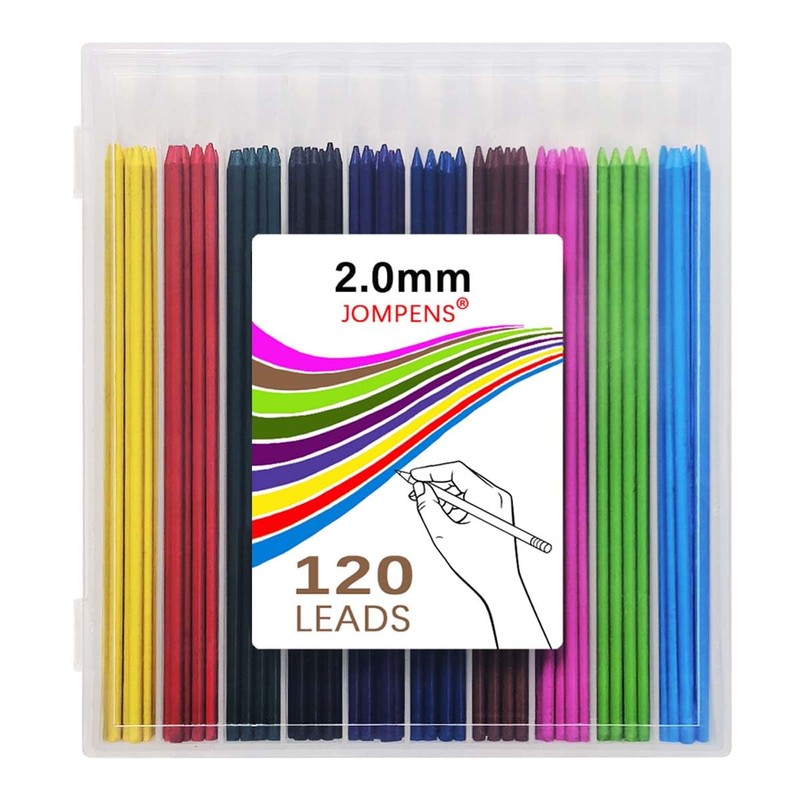 MROOFUL 120 Pieces Carbon 2mm Refills, 2.0mm Pencil Leads, Mechanical
