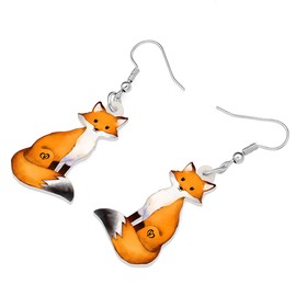 RAIDIN Acrylic Cute Anime Hamster Fox Giraffe Earrings for Women Girls Animal Charms Dangle Hook Earrings Jewelry Gifts for Party Animal Lovers (Fox)