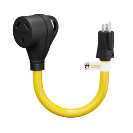 Journeyman-Pro 15A Male 110V House Plug to 30A Female Dogbone Adapter RV Electrical Power Plug Converter Cord Cable with LED Indicator Light Grip Handle (15 AMP 5-15P 120V to 30 AMP TT-30R)