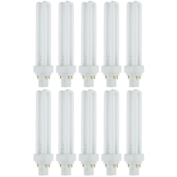 Sunlite PLD26/E/SP65K/10PK 6500K Daylight Fluorescent 26W PLD Double U-Shaped Twin Tube CFL Bulbs with 4-Pin G24Q-3 Base (10 Pack)