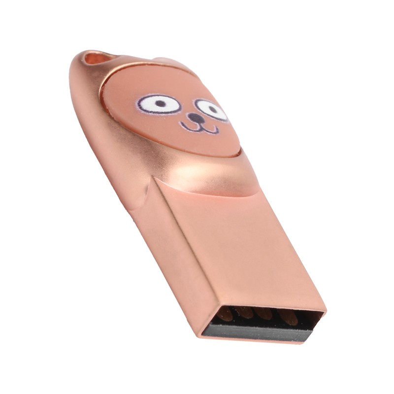 U Disk USB2.0 Memory Metal Flash Drive Cartoon 2‑in‑1 with
