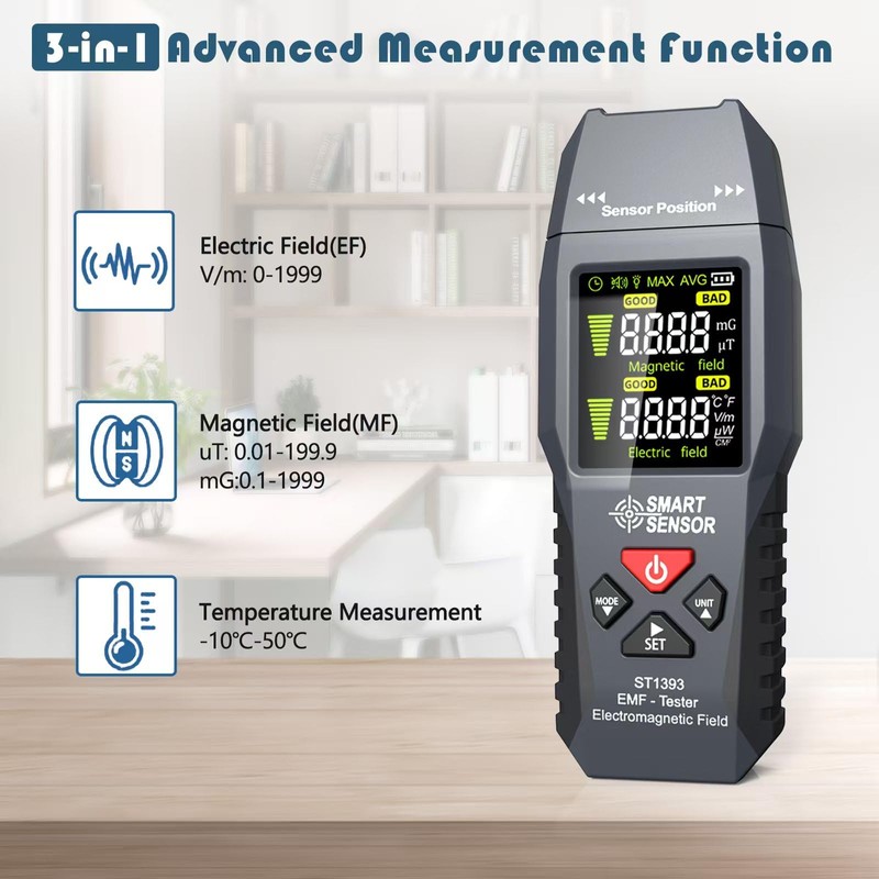 EMF Meter, Handheld LCD EMF Tester, Digital Electromagnetic Field Radiation