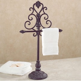 Touch of Class Aldabella Towel Stand/Jewelry Holder - Tuscan Slate - Powder-Coated Metal - Space Saving Organizer for Bedroom, Nightstand, Bathroom, En Suite - Necklace Keeper