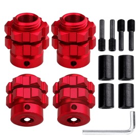 Aluminum 17mm Hex Adapters Wheel Hub for 1/10 Traxxas E-Maxx E-Revo Summit (Set of 4) (Red)