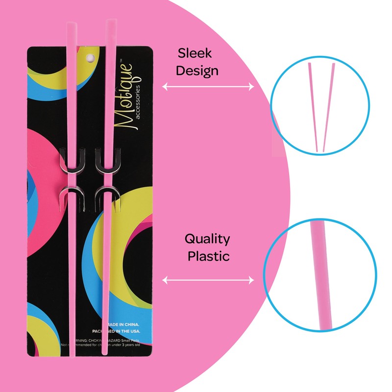 2 Hair Sticks Solid Straight Chopsticks (Pink)