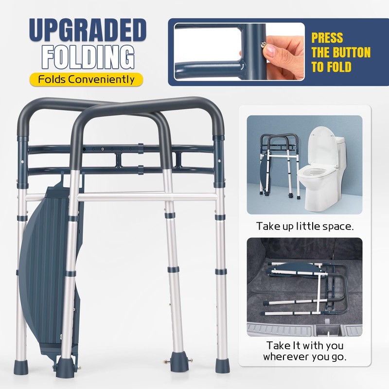 Lianjindun Toilet Safety Rails with Footrest, Folding & Portable Bathroom