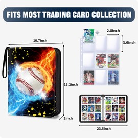 TsuiWah Baseball Card Binder 900 Pockets Trading Card Binder with Sleeves,Sports Card Binder 9 Pocket Collection Trading Card 3 Ring Albums Holder Organizer Protectors with Card Sleeves Binder Sheets