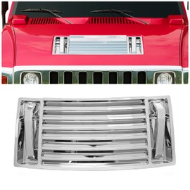 HECASA Hood Vent & Handle Kit Compatible with 2003-2009 Hummer H2 Hood Deck Vent Panel Handle Covers Trim Louver Chrome