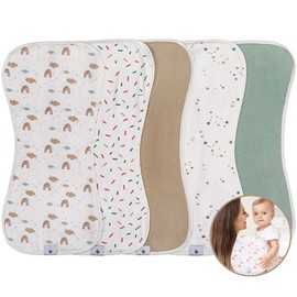 YOU ER MEI Juego de 5 Paños para Eructos, Paño para eructar súper Absorbente de Tres Capas 100% algodón, 21 * 9.5 Pulgadas, Súper Suaves, Lavable a Máquina