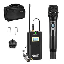 Comica CVM-WM100 H UHF 48-Channel Professional Wireless Handhled Microphone System for Canon Nikon Sony Panasonic Fuji DSLR Camera, XLR Camcorder, Smartphone, Perfect for Video Recording/Interview